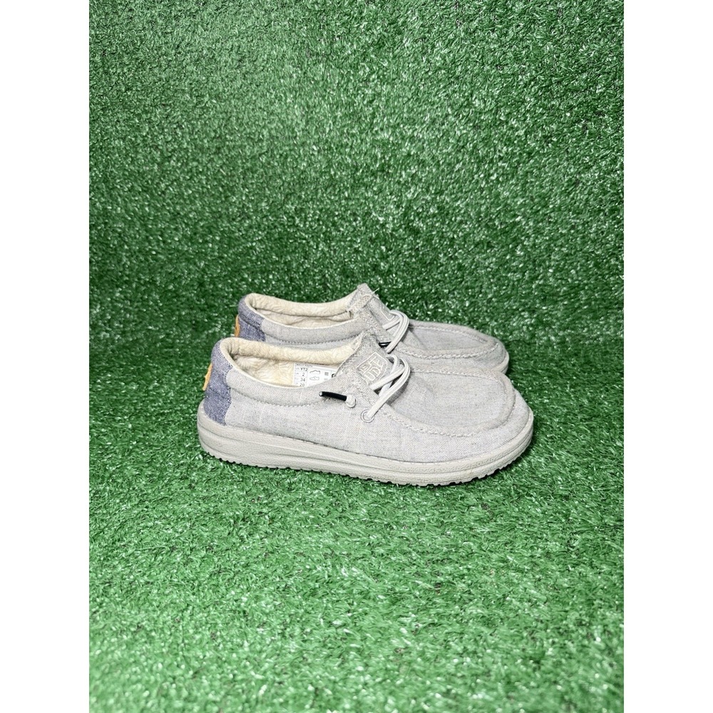 Hey Dude Wally Youth Kids Size 2 Steel Grey Slip On Shoes Comfort Walking Loafer